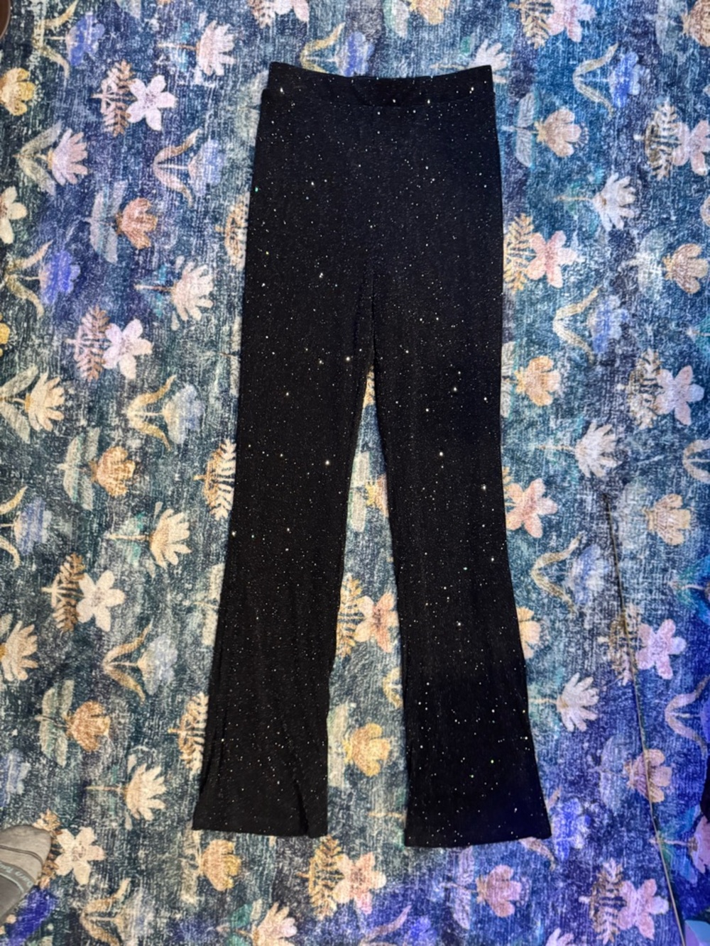 Madden NYC Black Sparkle Flare Pants